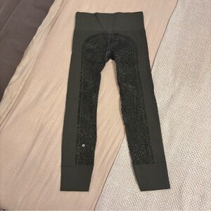 Lululemon Olive Ebb To Street Patterned Leggings